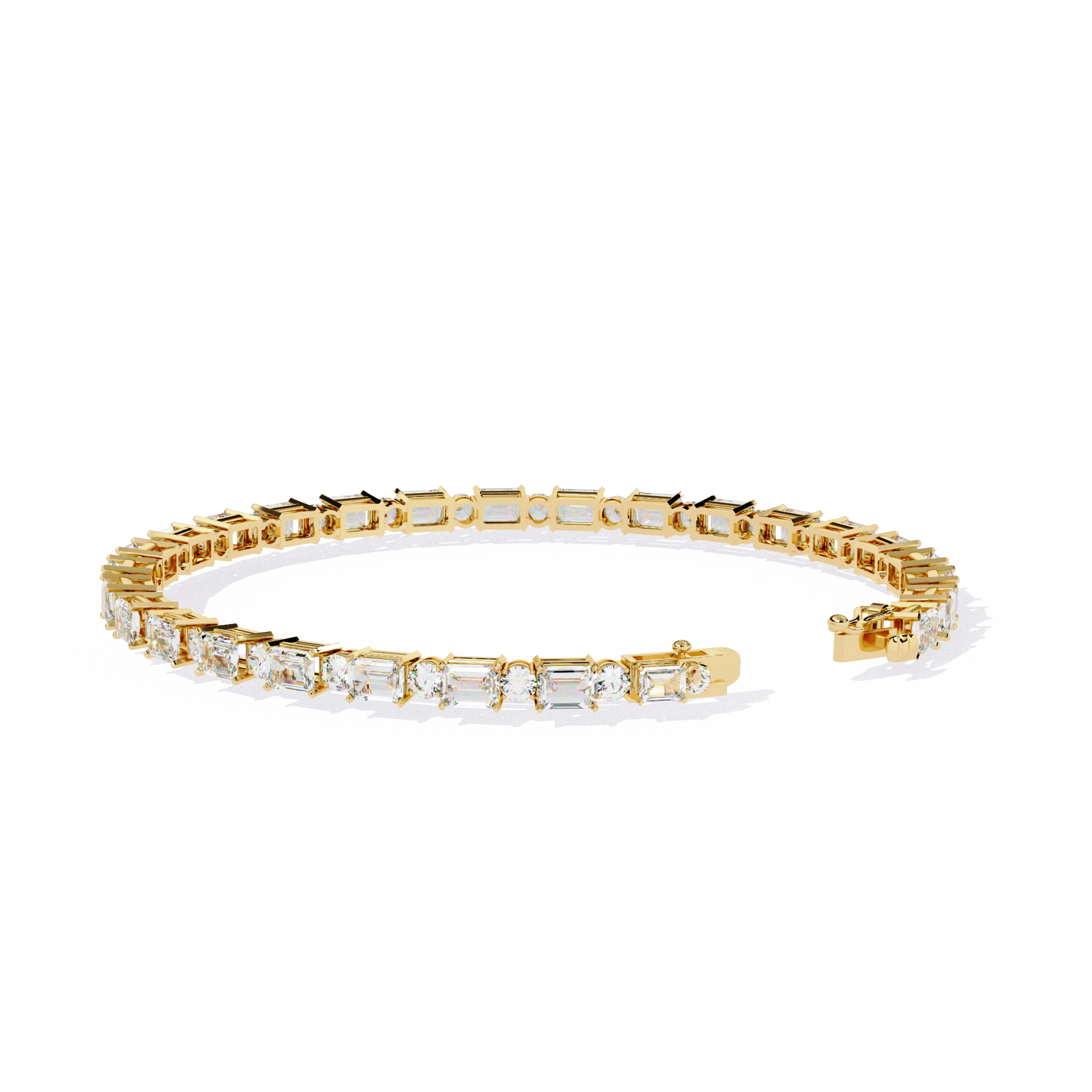 Solitairekart 5.1ct Emerald and Round Natural Diamond Bracelet-HI Color, VS-SI Clarity